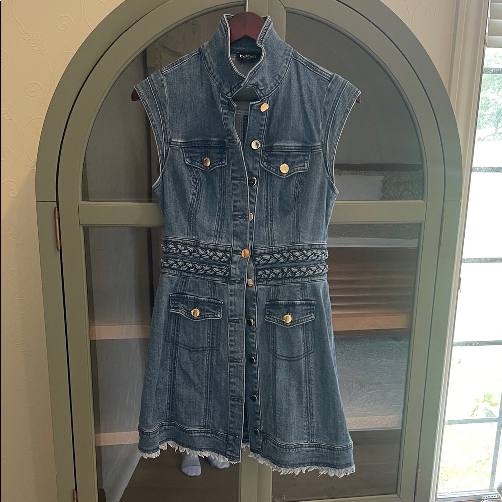 Bebe Light Blue Denim Collar Detail